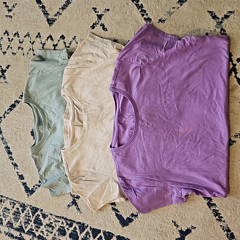 Lot of 3 Wonder Nation T Shirts, Green-14-16, Tan 14-16, Purple 18